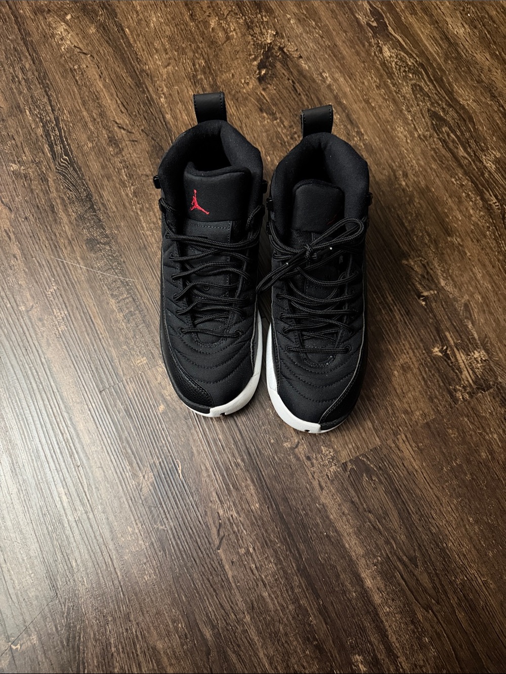 Jordan Kids Black and White Sneakers with Red Jumpman